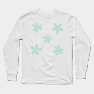 Abstract Flowers - Pastel Teal Green Long Sleeve T-Shirt